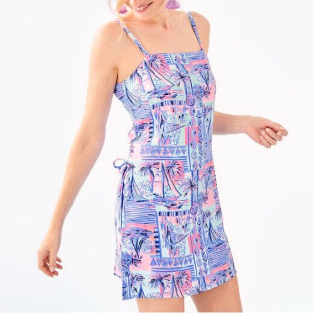 Lilly Pulitzer Sahar Whisper Blue Yeah Buoy Nautical Boat Shift Dress Romper 14